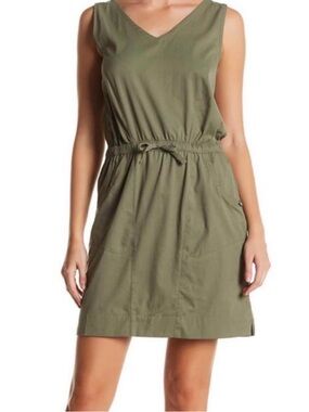 The North Face Olive Drawstring V‑Neck sleeveless mini dress
